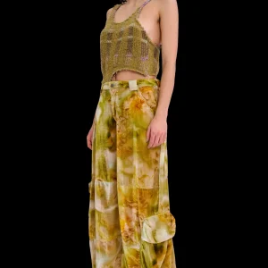 Pants | Collina Strada SAGE MOLTEN FLORAL VELVET LAWN CARGO PANT