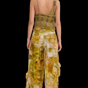 Pants | Collina Strada SAGE MOLTEN FLORAL VELVET LAWN CARGO PANT