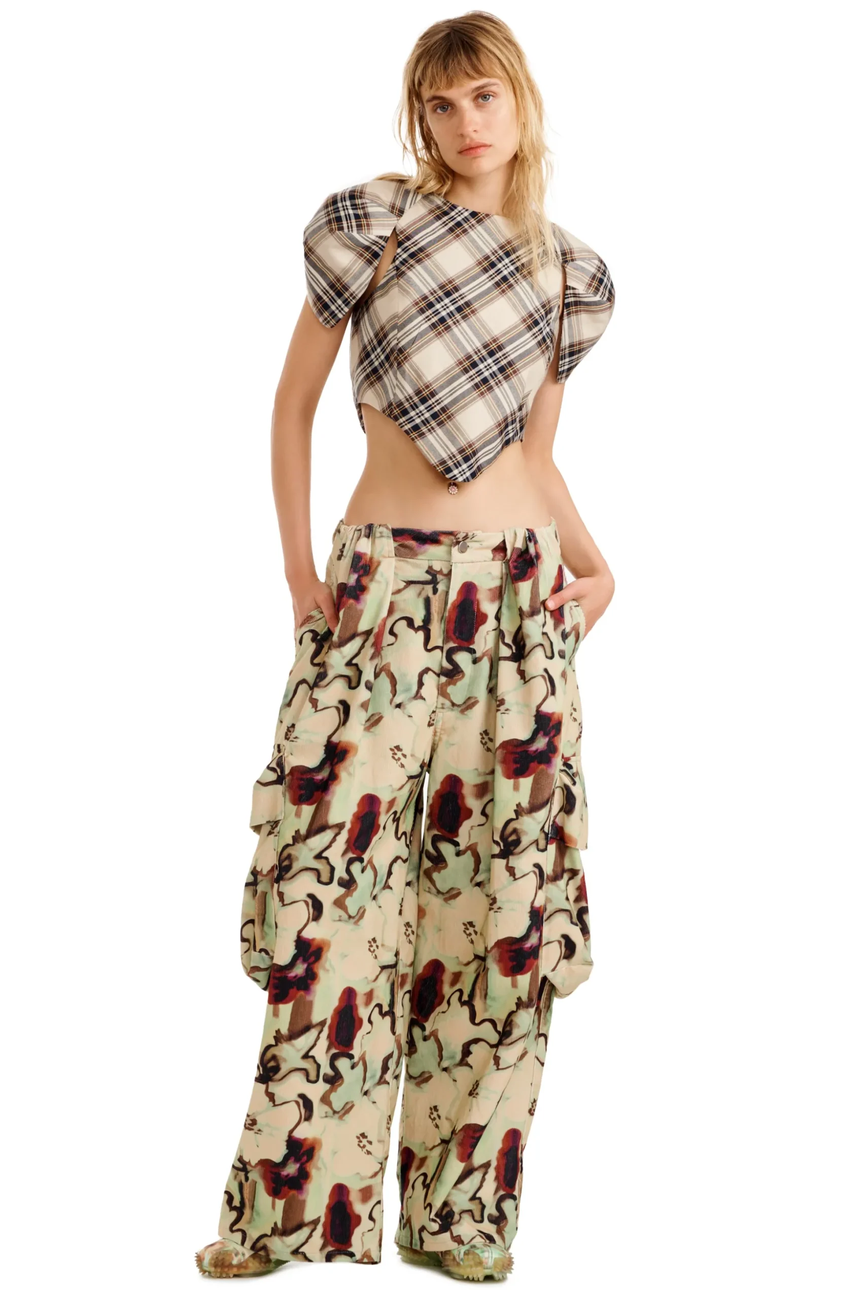 Pants | Collina Strada WATERCOLOR FLORAL PLEATED CARGO PANT