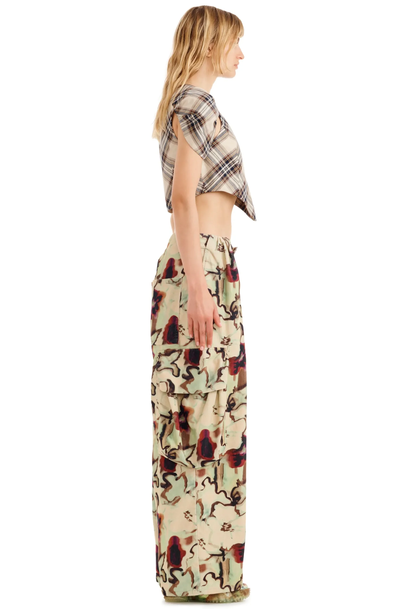 Pants | Collina Strada WATERCOLOR FLORAL PLEATED CARGO PANT