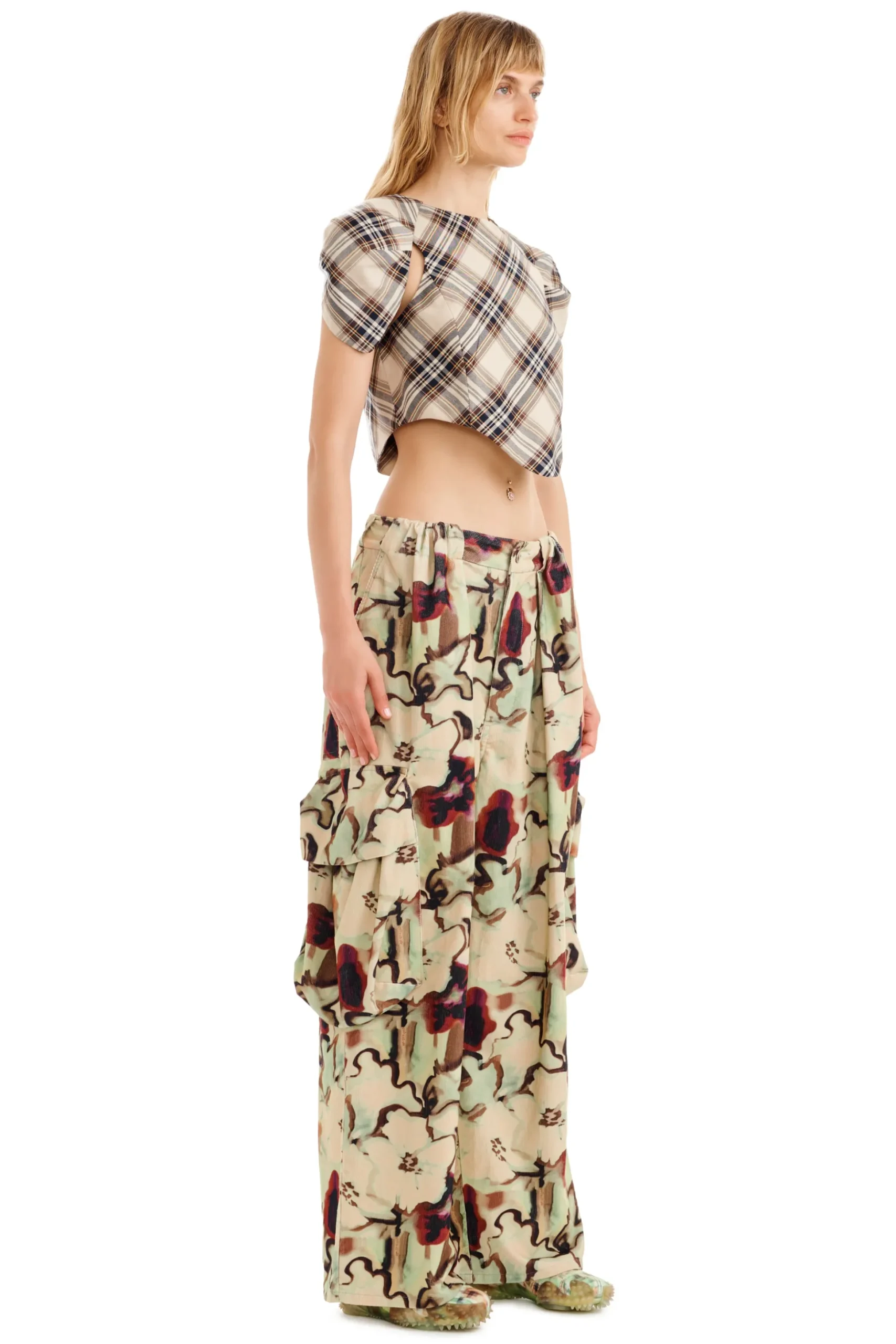 Pants | Collina Strada WATERCOLOR FLORAL PLEATED CARGO PANT